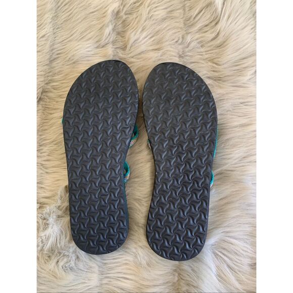 TEVA Olowahu Slide On Sandals Green Blue Strappy Web Flip Flop Shoe 9 - Picture 5 of 5